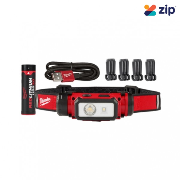 Milwaukee L4HL2301 - 4V 3.0Ah REDLITHIUM USB 600 Lumen Rechargeable Hard Hat Headlamp Head Lamp with Rechargeable Batteries